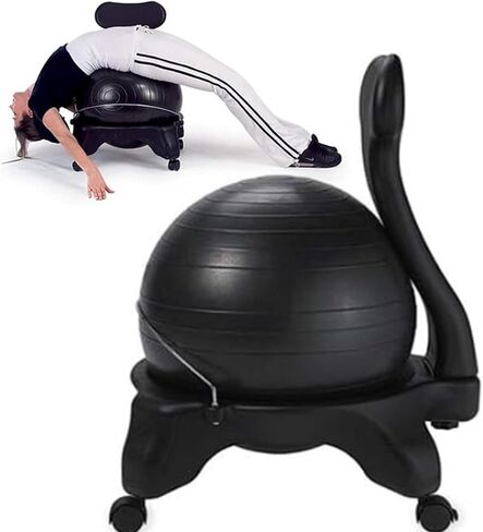 Yoga Ball Chair,Fitness Balance Ball Chair,Balance Ball Chair,Exercise Stability Yoga Ball Chair,for Exercise & Balance (Black) in Saudi Arabia