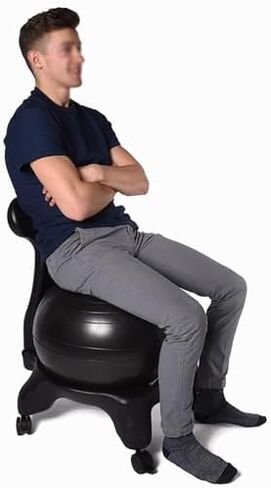 Yoga Ball Chair,Inflatable Balance Exercise Seat, for Core Strength,Office, Physiotherapy (Blue) in Saudi Arabia
