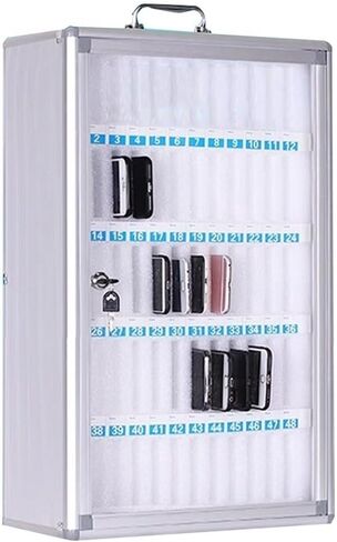 Cell Phones Storage Cabinet 36/48/60 Slots Aluminum Alloy Material with Door Locks and Keys School Classrooms Put Mobile Phone Lockbox(Silver-A,60) in Saudi Arabia