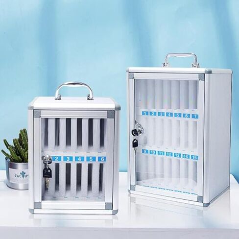 Cell Phones Storage Cabinet 36/48/60 Slots Aluminum Alloy Material with Door Locks and Keys School Classrooms Put Mobile Phone Lockbox(Silver-A,60) in Saudi Arabia