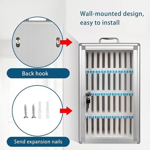 Cell Phones Storage Cabinet 36/48/60 Slots Aluminum Alloy Material with Door Locks and Keys School Classrooms Put Mobile Phone Lockbox(Silver-A,60) in Saudi Arabia