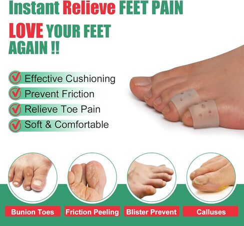 20pcs Pinky Toe Protector Women, Gel Toe Caps, Open Toe Sleeves, Breathable Toe Cushions for Blisters, Corns, Hammer Toes, Toenails Loss (Infused with Aloe Vera Extract) in Kuwait