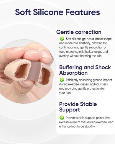 Bunion Toe Separators for Women, Gel Toe Spacers Bunion Corrector with 2 Loops for Overlapping Toes, Breathable Toes Corrector Protector, Relieve Foot Pain, Day Night Wear, Soft Silicone, 6 PCS in Saudi Arabia