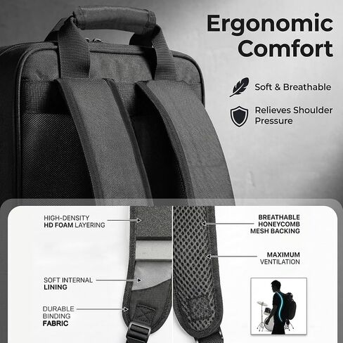 حقيبة مجموعة وسادة الطبل مقاس 14 بوصة، حقيبة ظهر وسادة الطبل الصامتة مع حقيبة ملحقات قابلة للفصل، حامل عالي التحمل لسلسلة V3 / V3B-VMLBC، محطة عمل متنقلة للقرع للطبول in Kuwait