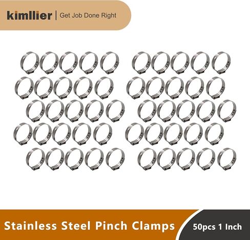 50 قطعة من مشابك خرطوم 25.4-28.5 مم من kimllier، تركيبات من الفولاذ المقاوم للصدأ وحلقات تجعيد ومشابك لوصلات خرطوم أنابيب OD مقاس 1 بوصة in Saudi Arabia