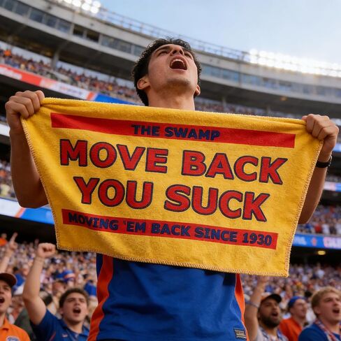 Move Back You Suck Sports Towel Funny College Football Fan Towel Game Day Essential Gift for University Football Fans & Students (Yellow) in Kuwait
