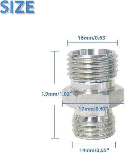 2PCS Hydraulic Hoses Pipes Threads M14 - M16 Carbon Steel Fitting Adapter Connec in Saudi Arabia
