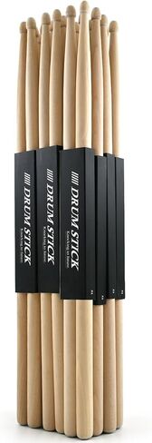 12 Pair Set 5A Maple Wood Drumsticks Professional Varnish Finish Durable & Balanced Drumsticks Ideal for Practice,Performance & Recording for Drummers in Kuwait