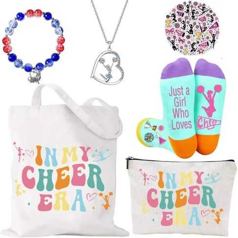 مجموعة هدايا المشجعين بما في ذلك Cheer Stuff Socks Makeup Bag Stickers Cheer Stuff-Ceerleader Lover in Kuwait
