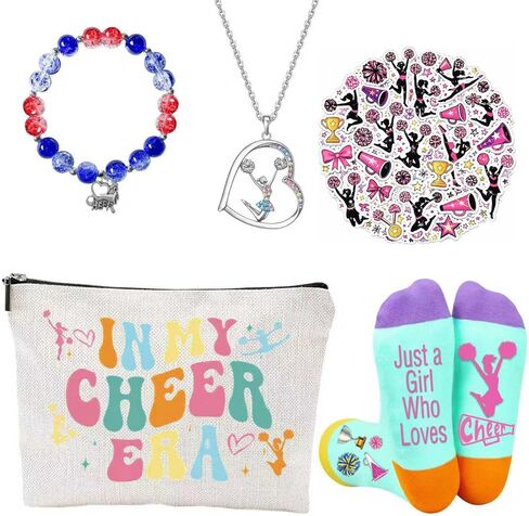 مجموعة هدايا المشجعين بما في ذلك Cheer Stuff Socks Makeup Bag Stickers Cheer Stuff-Ceerleader Lover in Kuwait
