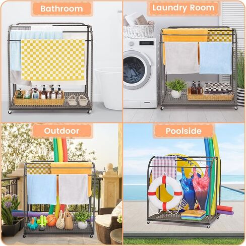 Poolside Float Storage, Patio Poolside Float Storage Basket, Outdoor Pool Holder Caddy with Rolling Wheels for Floaties,Noodles,Life Vests,Beach Balls in Saudi Arabia