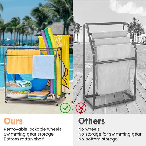 Poolside Float Storage, Patio Poolside Float Storage Basket, Outdoor Pool Holder Caddy with Rolling Wheels for Floaties,Noodles,Life Vests,Beach Balls in Saudi Arabia