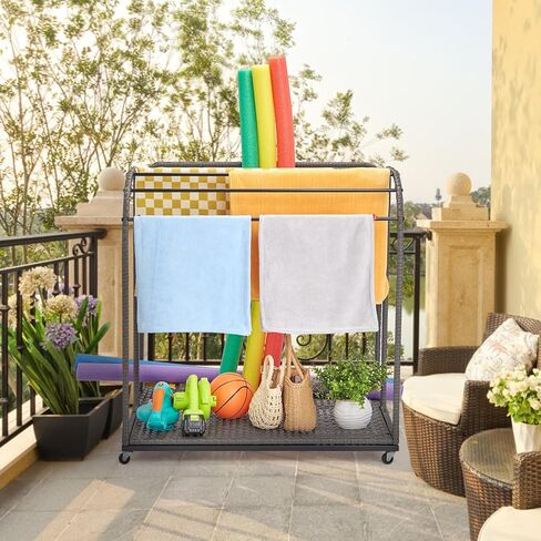 Poolside Float Storage, Patio Poolside Float Storage Basket, Outdoor Pool Holder Caddy with Rolling Wheels for Floaties,Noodles,Life Vests,Beach Balls in Saudi Arabia