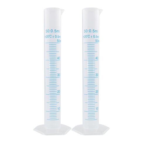 2PCS Blue Graduated 50ml Measuring Cylinder Plastic Transparent Measuring Cylinder Beaker Tube Diameter 1inch Scientific Experiment Liquid Flask for Laboratory Testing Teaching Tool in Kuwait