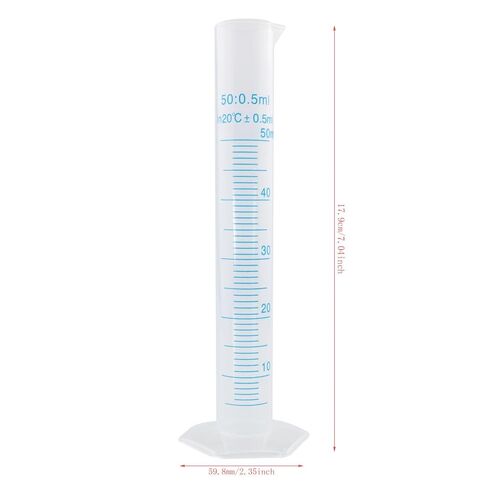2PCS Blue Graduated 50ml Measuring Cylinder Plastic Transparent Measuring Cylinder Beaker Tube Diameter 1inch Scientific Experiment Liquid Flask for Laboratory Testing Teaching Tool in Kuwait