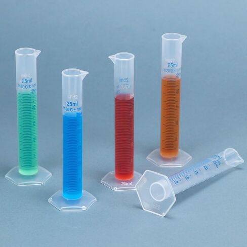QWORK 25 ml Plastic Measuring Cylinders, 10 Pieces Lab-Tested Graduated Cylinders with Hexagonal Base in Saudi Arabia