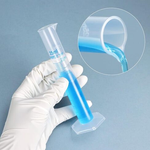 QWORK 25 ml Plastic Measuring Cylinders, 10 Pieces Lab-Tested Graduated Cylinders with Hexagonal Base in Saudi Arabia