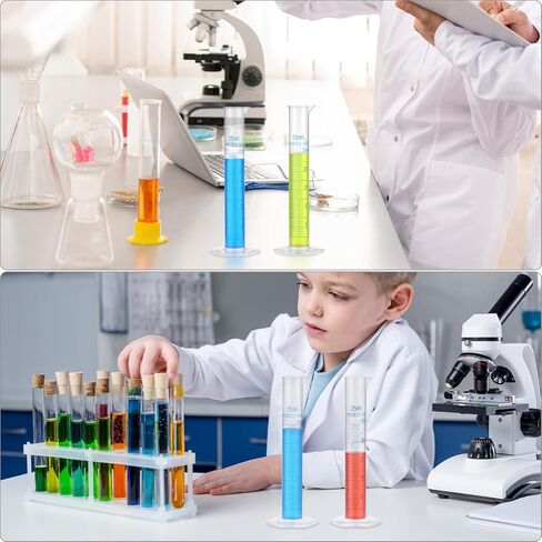 QWORK 25 ml Plastic Measuring Cylinders, 10 Pieces Lab-Tested Graduated Cylinders with Hexagonal Base in Saudi Arabia