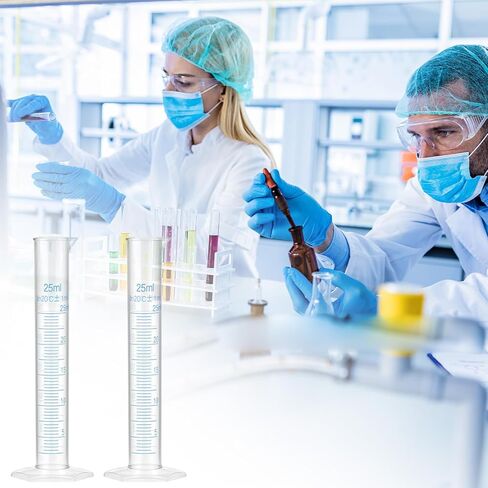 QWORK 25 ml Plastic Measuring Cylinders, 10 Pieces Lab-Tested Graduated Cylinders with Hexagonal Base in Saudi Arabia