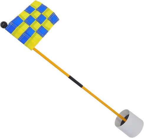 Golf Practice Flag Kit with Checkered Blue-Yellow Flags and Sturdy Flagpoles, Indoor-Outdoor Training Golf Flagsticks for Accuracy Improvement and Putting Practice in Saudi Arabia
