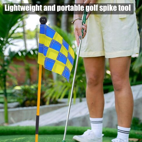 Golf Practice Flag Kit with Checkered Blue-Yellow Flags and Sturdy Flagpoles, Indoor-Outdoor Training Golf Flagsticks for Accuracy Improvement and Putting Practice in Saudi Arabia