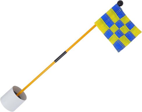 HANABASS Golf Practice Flag Kit with Lightweight Pole, Blue Yellow Checkered Nylon Flags, Portable Golf Accessories for Backyard and Outdoor Putting Training in Saudi Arabia