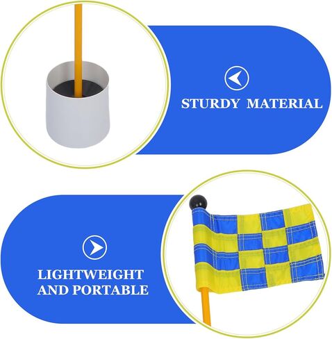 HANABASS Golf Practice Flag Kit with Lightweight Pole, Blue Yellow Checkered Nylon Flags, Portable Golf Accessories for Backyard and Outdoor Putting Training in Saudi Arabia