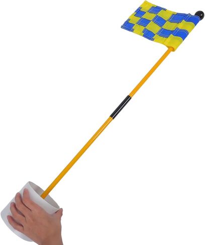 HANABASS Golf Practice Flag Kit with Lightweight Pole, Blue Yellow Checkered Nylon Flags, Portable Golf Accessories for Backyard and Outdoor Putting Training in Saudi Arabia