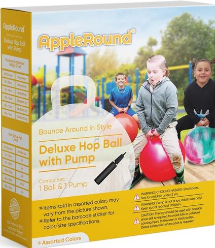 كرة AppleRound Hippity Hoppity Hopball مع مضخة - كرة تمرين نطاطة للجلوس بمقبض، 18 بوصة / 45 سم للأطفال من سن 3 إلى 7 سنوات، ألوان سحابية (أحمر وأرجواني) in Saudi Arabia
