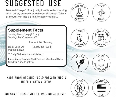 MENSANA, Black Seed Oil (4 oz - 47 Servings) – Cold-Pressed Virgin Nigella Sativa – 100% Organic, Non-GMO, Pure & Unrefined Wellness Oil in Saudi Arabia