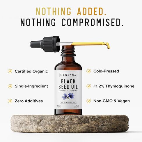 MENSANA, Black Seed Oil (4 oz - 47 Servings) – Cold-Pressed Virgin Nigella Sativa – 100% Organic, Non-GMO, Pure & Unrefined Wellness Oil in Saudi Arabia
