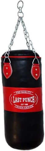 كيس ملاكمة مملوء باللونين الأحمر والأسود - متوسط ​​الحجم مع سلاسل in Kuwait