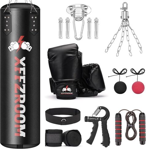 Punching Bag for Adults, 4FT PU Heavy Boxing Bags with Chain Ceiling Hook, Hanging Punching Bag Set for MMA Karate Kickboxing Muay Thai Home Gym Training, Unfilled in Saudi Arabia