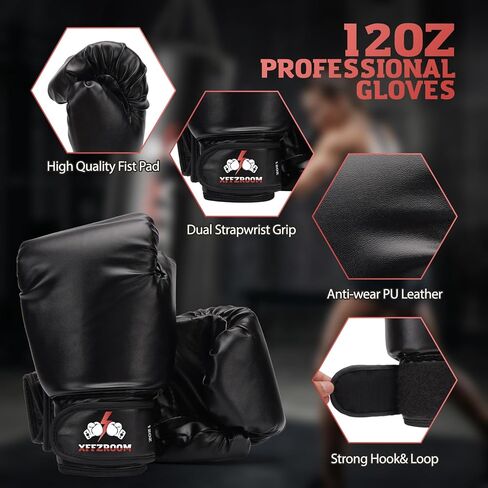 Punching Bag for Adults, 4FT PU Heavy Boxing Bags with Chain Ceiling Hook, Hanging Punching Bag Set for MMA Karate Kickboxing Muay Thai Home Gym Training, Unfilled in Saudi Arabia
