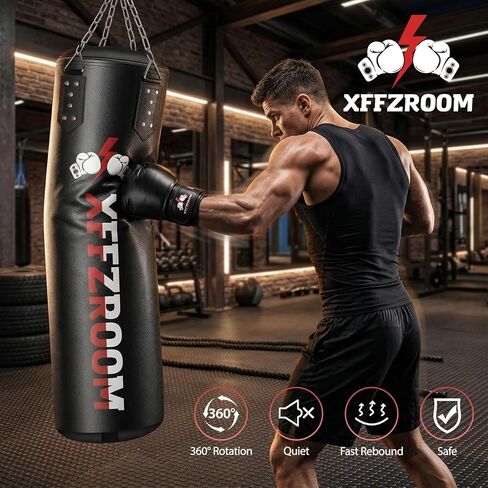Punching Bag for Adults, 4FT PU Heavy Boxing Bags with Chain Ceiling Hook, Hanging Punching Bag Set for MMA Karate Kickboxing Muay Thai Home Gym Training, Unfilled in Saudi Arabia
