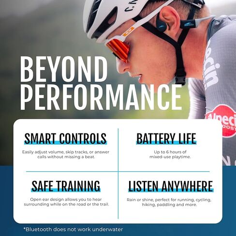 سماعات رأس H2O Audio TRI Run مفتوحة للأذن. سماعات رأس رياضية متعددة مقاومة للتعرق للجري وركوب الدراجات والتجديف. سماعات أذن رياضية ملتفة لاسلكية، مقاومة للماء IPX8، بلوتوث 5.3 in Kuwait