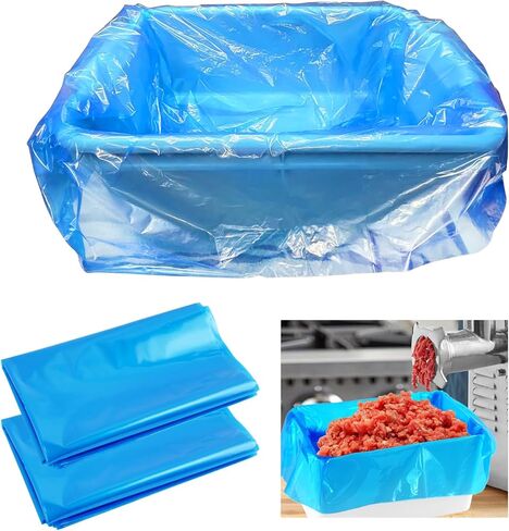 100 عبوة من بطانات اللحم شديدة التحمل 2.5 مل | بطانات حوض بولي يمكن التخلص منها لتجهيز اللحوم وخلطها ونقلها | أكياس بلاستيكية مسطحة مفتوحة للتنظيف الفوري والصرف الصحي (100) in Kuwait