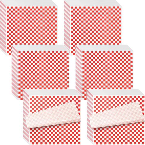 600 قطعة من ورق الشمع للطعام، ورق تغليف الساندويتش مقاس 30.48 × 30.48 سم، بطانات سلة الطعام ذات المربعات، أوراق ورق ديلي للحفلات والمهرجانات والخارجية، 6 ألوان in Kuwait