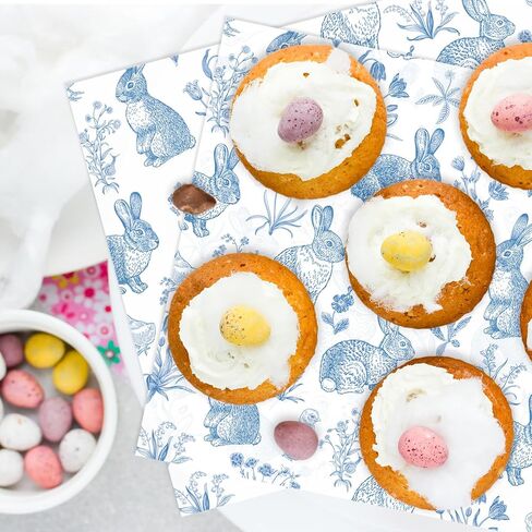 jarThenaAMCS 150 قطعة من ورق الشمع لعيد الفصح، غلاف ديلي، أرنب أرنب أزرق، أوراق شمع مقاومة للماء ومقاومة للزيت، لساندويتشات الطعام وبطانات سلة النزهة، لوازم المطبخ للحفلات، 9.8 × 8.3 بوصة in Kuwait