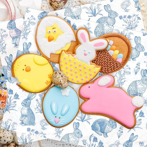 jarThenaAMCS 150 قطعة من ورق الشمع لعيد الفصح، غلاف ديلي، أرنب أرنب أزرق، أوراق شمع مقاومة للماء ومقاومة للزيت، لساندويتشات الطعام وبطانات سلة النزهة، لوازم المطبخ للحفلات، 9.8 × 8.3 بوصة in Kuwait