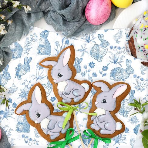 jarThenaAMCS 150 قطعة من ورق الشمع لعيد الفصح، غلاف ديلي، أرنب أرنب أزرق، أوراق شمع مقاومة للماء ومقاومة للزيت، لساندويتشات الطعام وبطانات سلة النزهة، لوازم المطبخ للحفلات، 9.8 × 8.3 بوصة in Kuwait