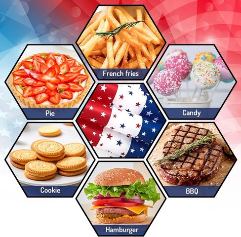 AnyDesign 100 Pcs Patriotic Star Wax Paper 4th of July Deli Paper Red Blue Star Sandwich Wrapping Tissue Picnic Basket Liner for Food Baking Kitchen Independence Day Party, 9.8 x 8.3 Inch in Saudi Arabia