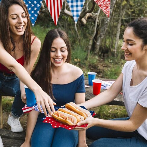 AnyDesign 100 Pcs Patriotic Star Wax Paper 4th of July Deli Paper Red Blue Star Sandwich Wrapping Tissue Picnic Basket Liner for Food Baking Kitchen Independence Day Party, 9.8 x 8.3 Inch in Saudi Arabia