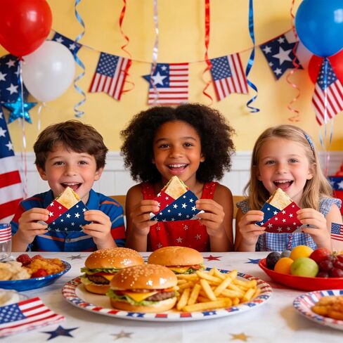 AnyDesign 100 Pcs Patriotic Star Wax Paper 4th of July Deli Paper Red Blue Star Sandwich Wrapping Tissue Picnic Basket Liner for Food Baking Kitchen Independence Day Party, 9.8 x 8.3 Inch in Saudi Arabia
