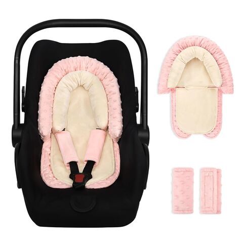Infant Car Seat Insert, HNHUAMING Baby Car Seat Head & Body Support for Newborn, Ultra Soft Reversible Preemie Carseat Insert Cushion for Girls Boys, Fit Car Seat, Stroller, Swing, Bouncer, Pink in Kuwait