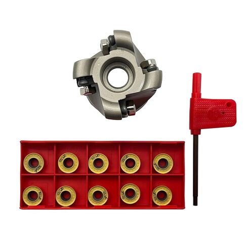 EMRW 6R 50-22-4T Face Mill Cutter Holder with 10pcs RPMT1204 Carbide Inserts, Round Milling Tool for Rough Machining on Milling Machine, Includes T15 Spanner in Saudi Arabia