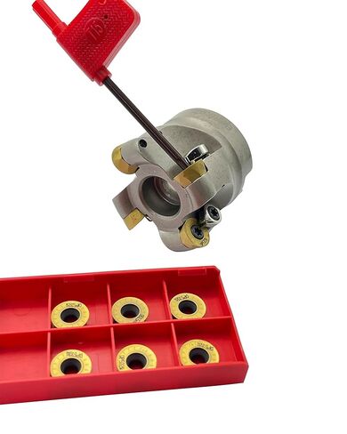 EMRW 6R 50-22-4T Face Mill Cutter Holder with 10pcs RPMT1204 Carbide Inserts, Round Milling Tool for Rough Machining on Milling Machine, Includes T15 Spanner in Saudi Arabia