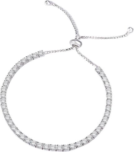 U.Seizeyes Tennis/Bead Bracelet for Women, 18K White Gold Plated Sterling Silver 2/3/4mm CZ/Bead Bracelet Non Tarnish, Christmas Gifts for Teen Girls in Kuwait
