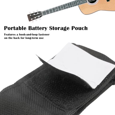 1 Pack 9V Acoustic Guitar Battery Pouch Cool Guitar Pick Pocket Carrying Case Accessories Portable Electronic Battery Organizer, Generic Guitar Pickups Bags Protective Cases Black in Saudi Arabia