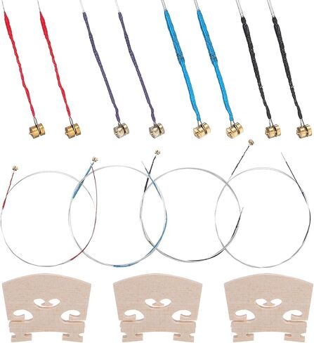 12 Pcs Violin Strings Universal Full Set (G-D-A-E) with 3 Pcs Violin Bridge 4/4 Violins Universal Steel Core Dominant Fiddle String Classic Steel Strings for Instruments 4/4 3/4 1/2 1/4 Violins in Saudi Arabia